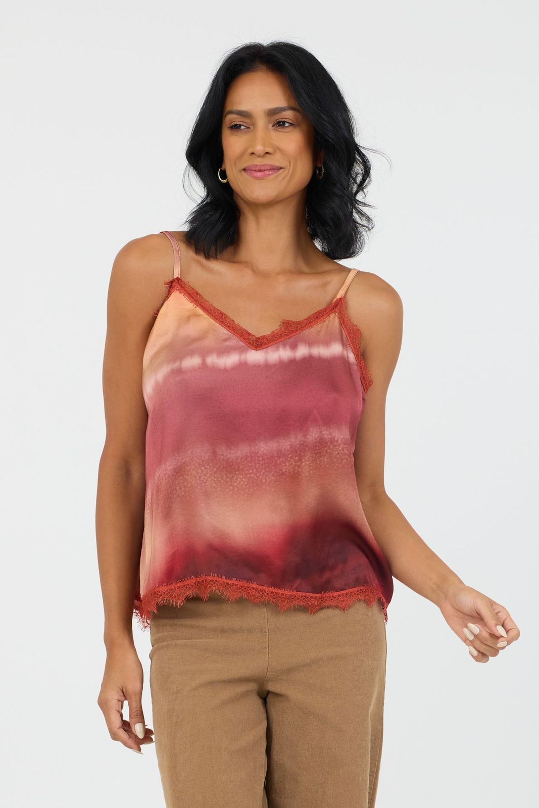 Kareen Print Lace Trim Cami