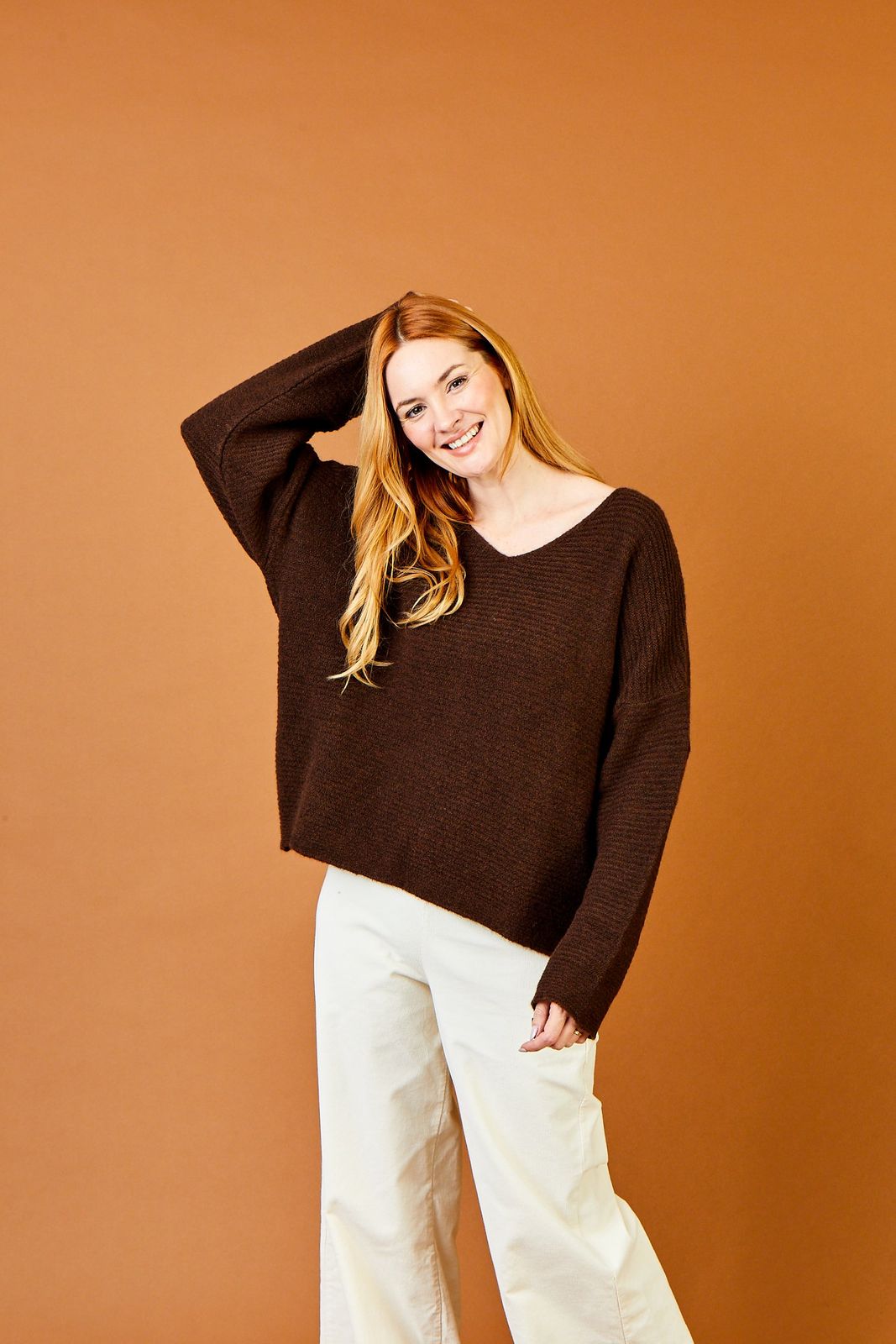 Felix Rib Knit Oversized V Neck Sweater