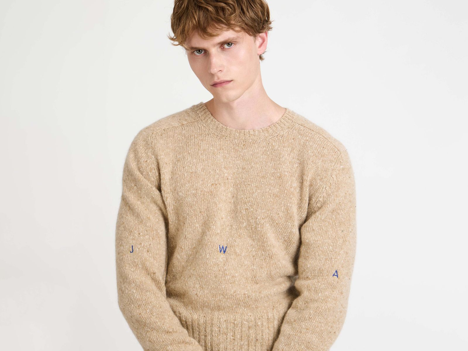 CL_SLEEVE EMBROIDERED CREW NECK JUMPER - CHARCOAL MELANGE_KW1525YN0458