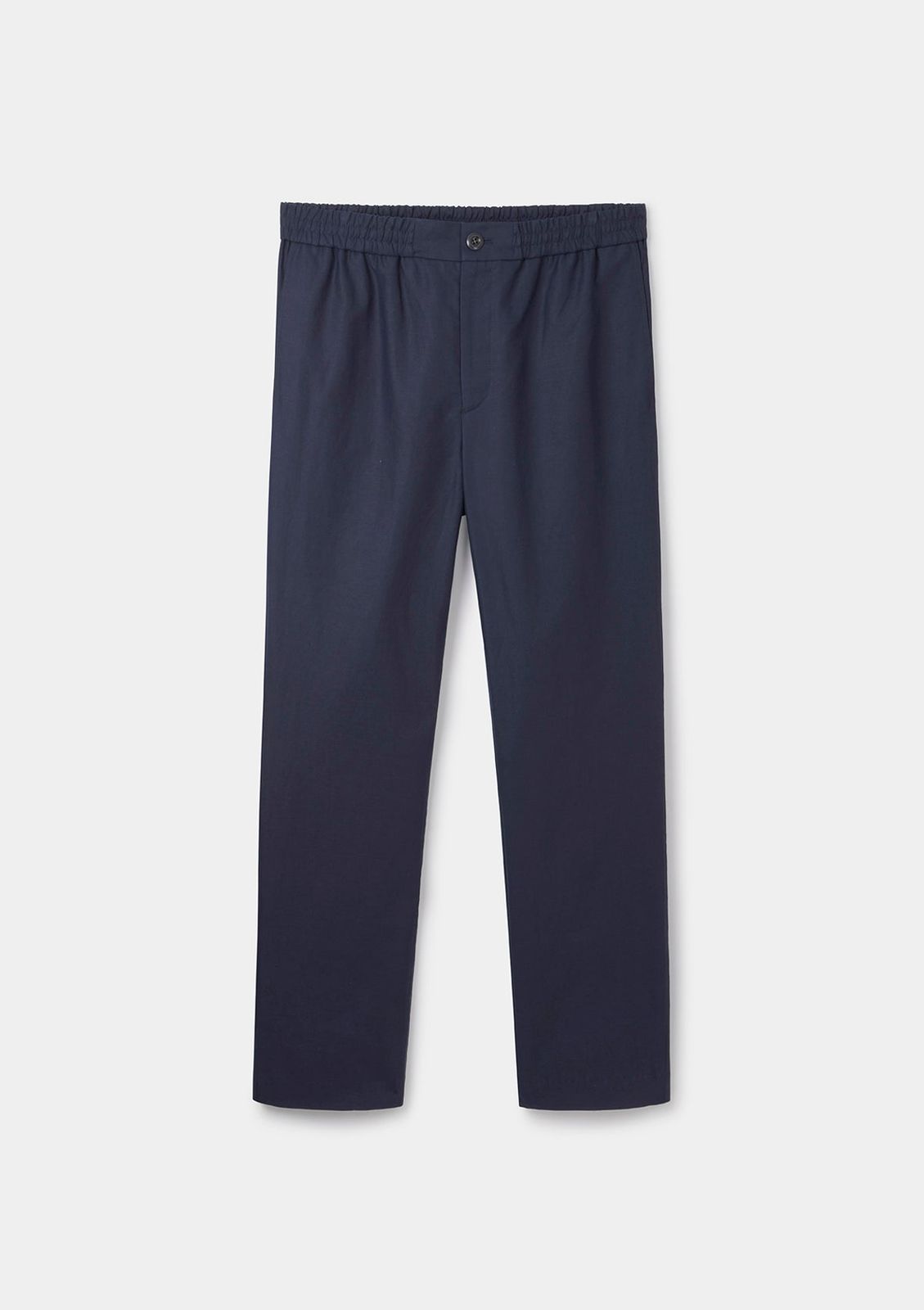 Ink Navy Cotton Linen Drawstring Trousers