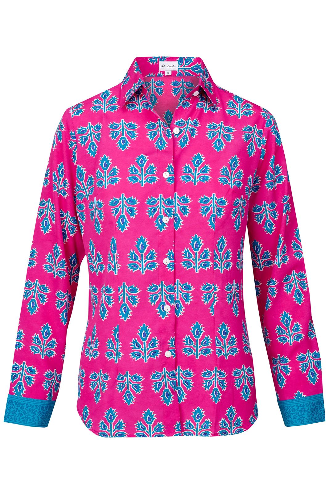 Mayfair Shirt In Pink & Blue Thistle With Contrast Cuff