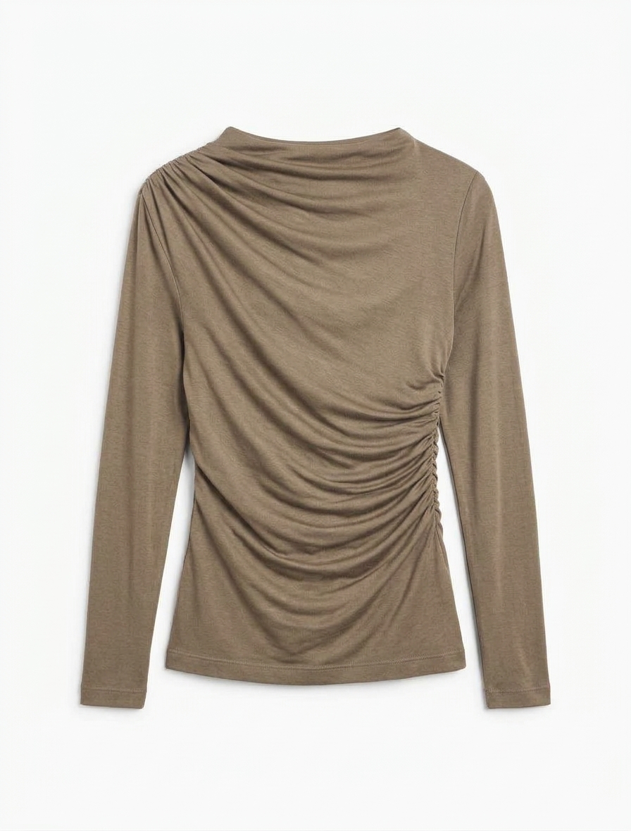 Iphis Draped Long Sleeve Top In Sage