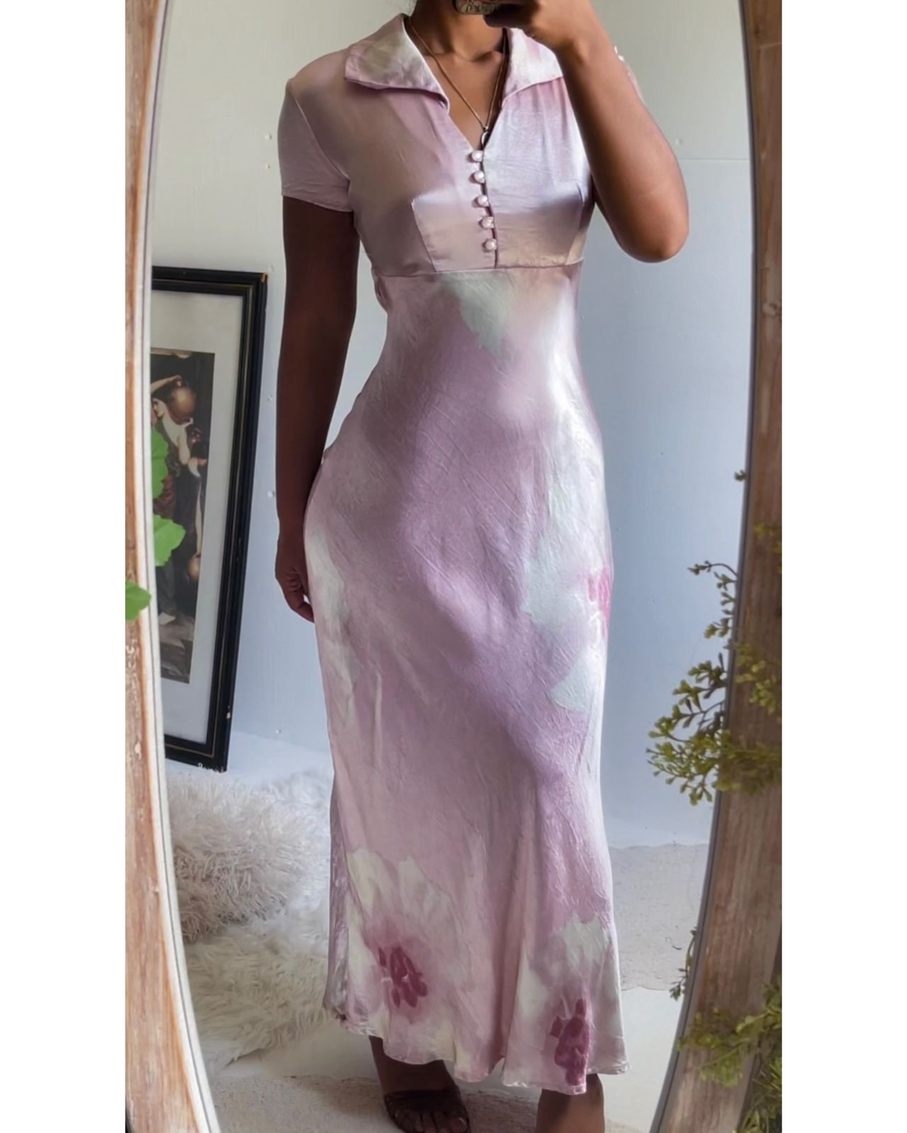 Rare Vintage 90’s Liquid Satin Baby Pink Dress
