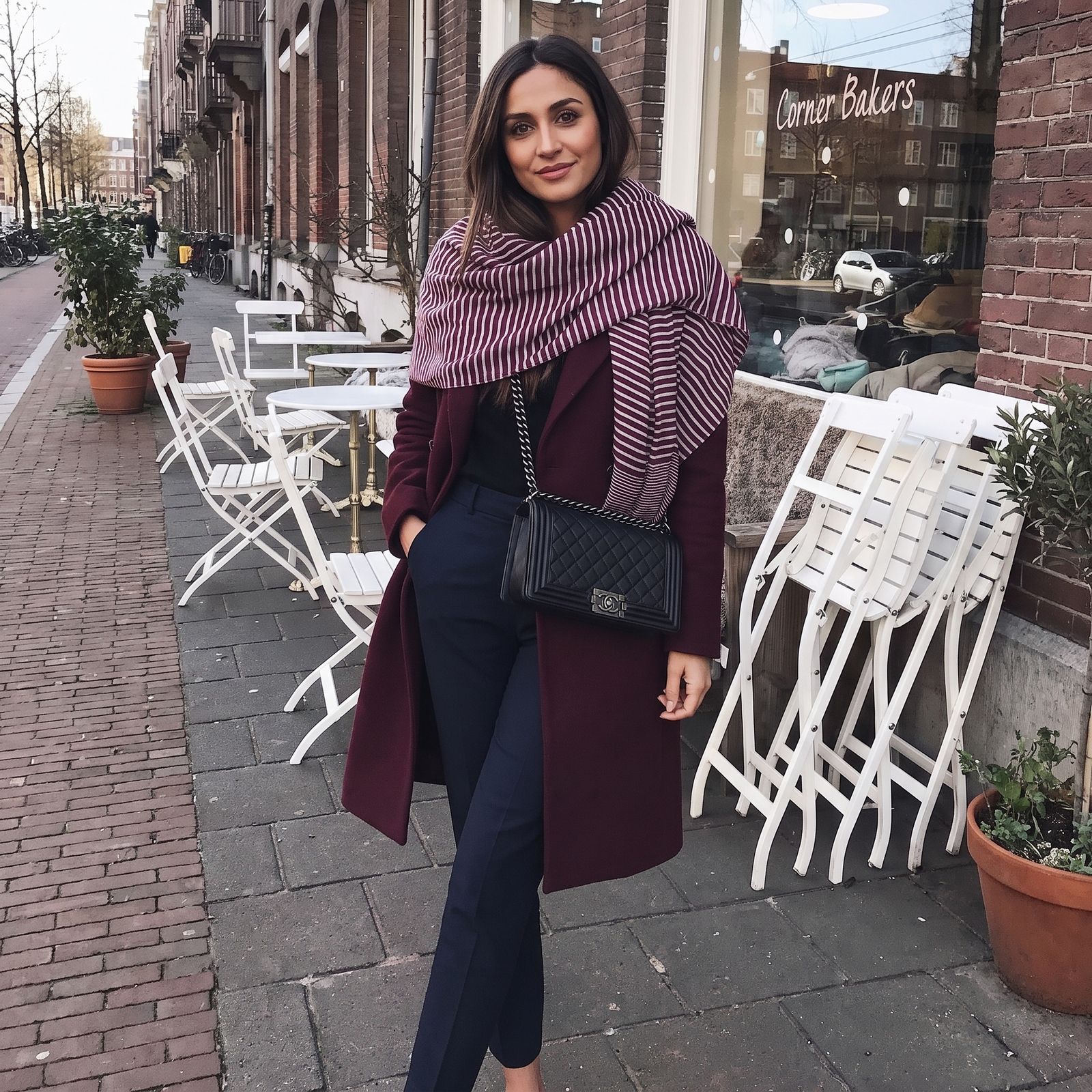 Striped Scarf | Clara Mulberry Purple and White Large Soft Light Weight Scarf or Sarong