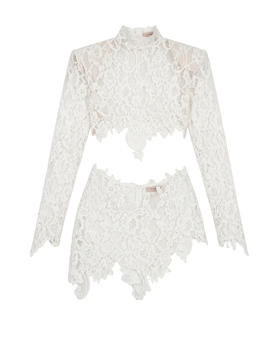 Gardinia Top & Shorts In Ivory Lace