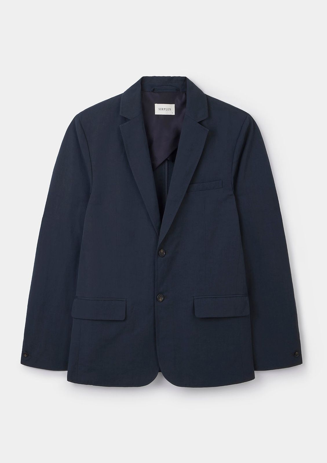 Navy Cotton Linen Tailored Blazer