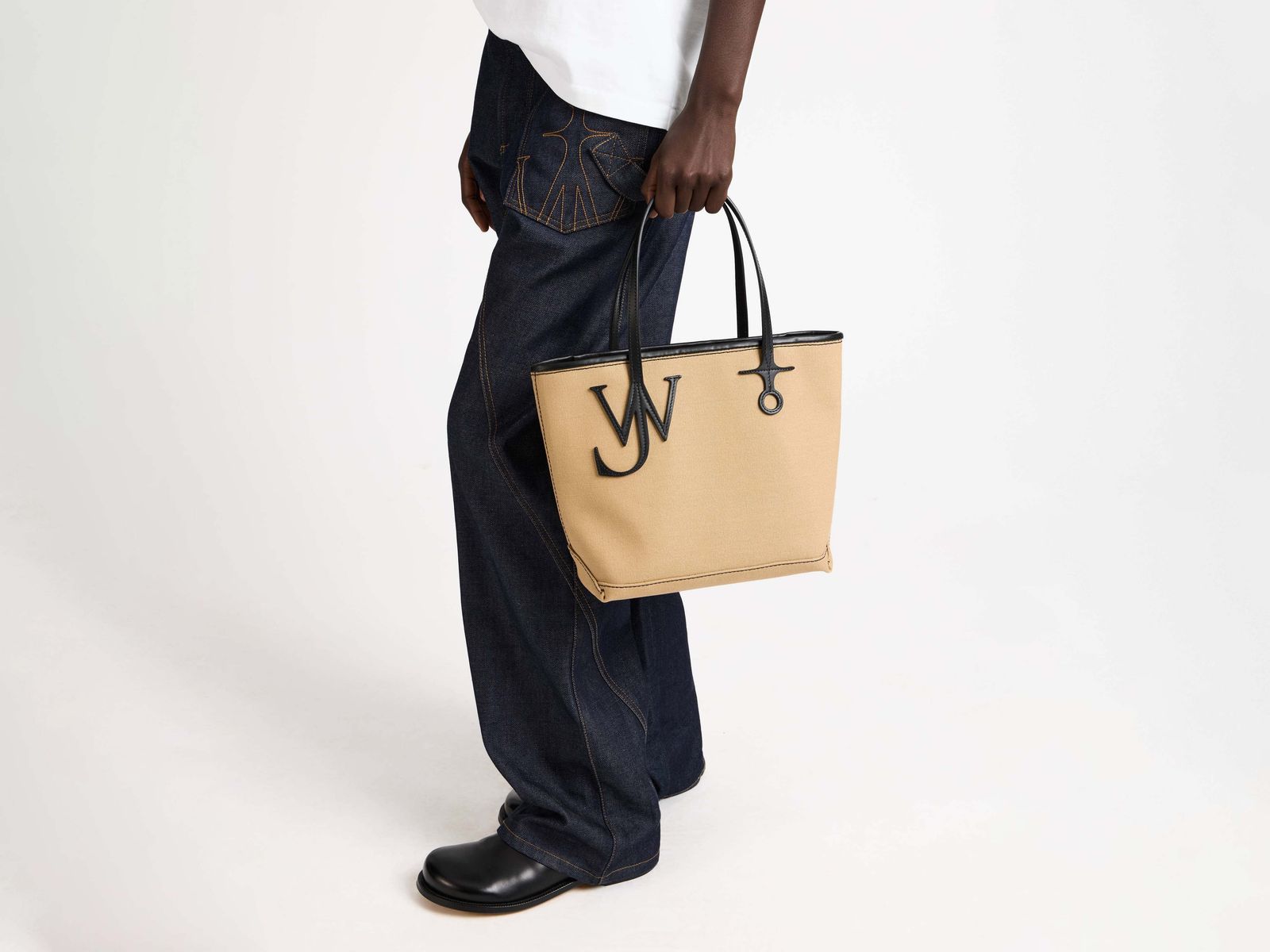 SMALL ANCHOR CANVAS & LEATHER TOTE IN BEIGE