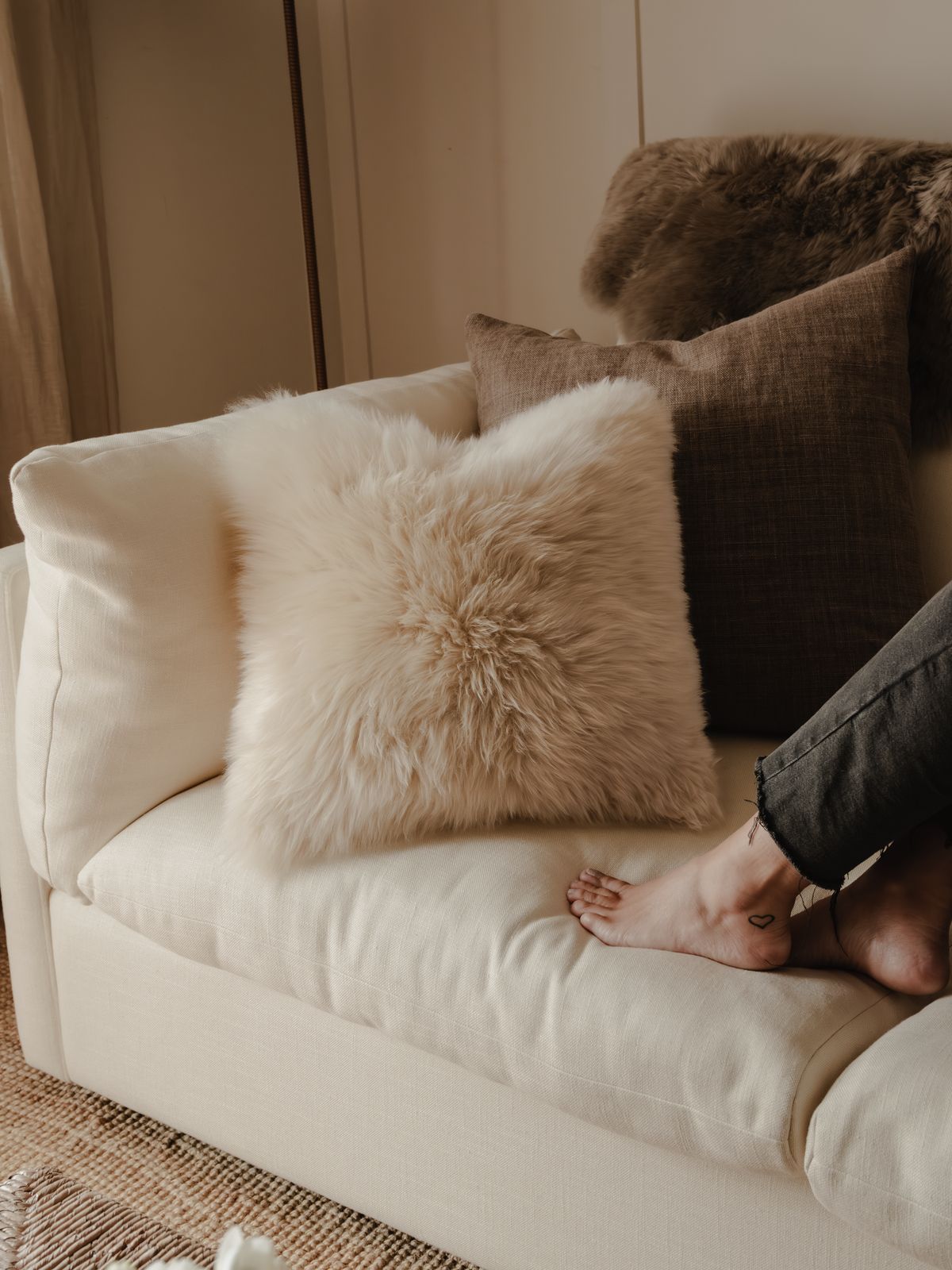 Sheepskin Cushion - Cream