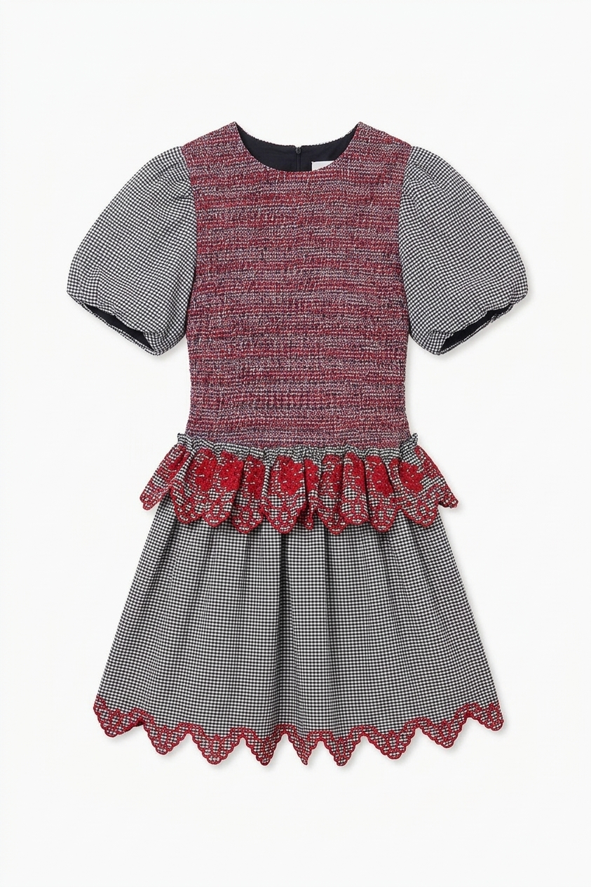 Audrey Mini Dress - Black & White Gingham
