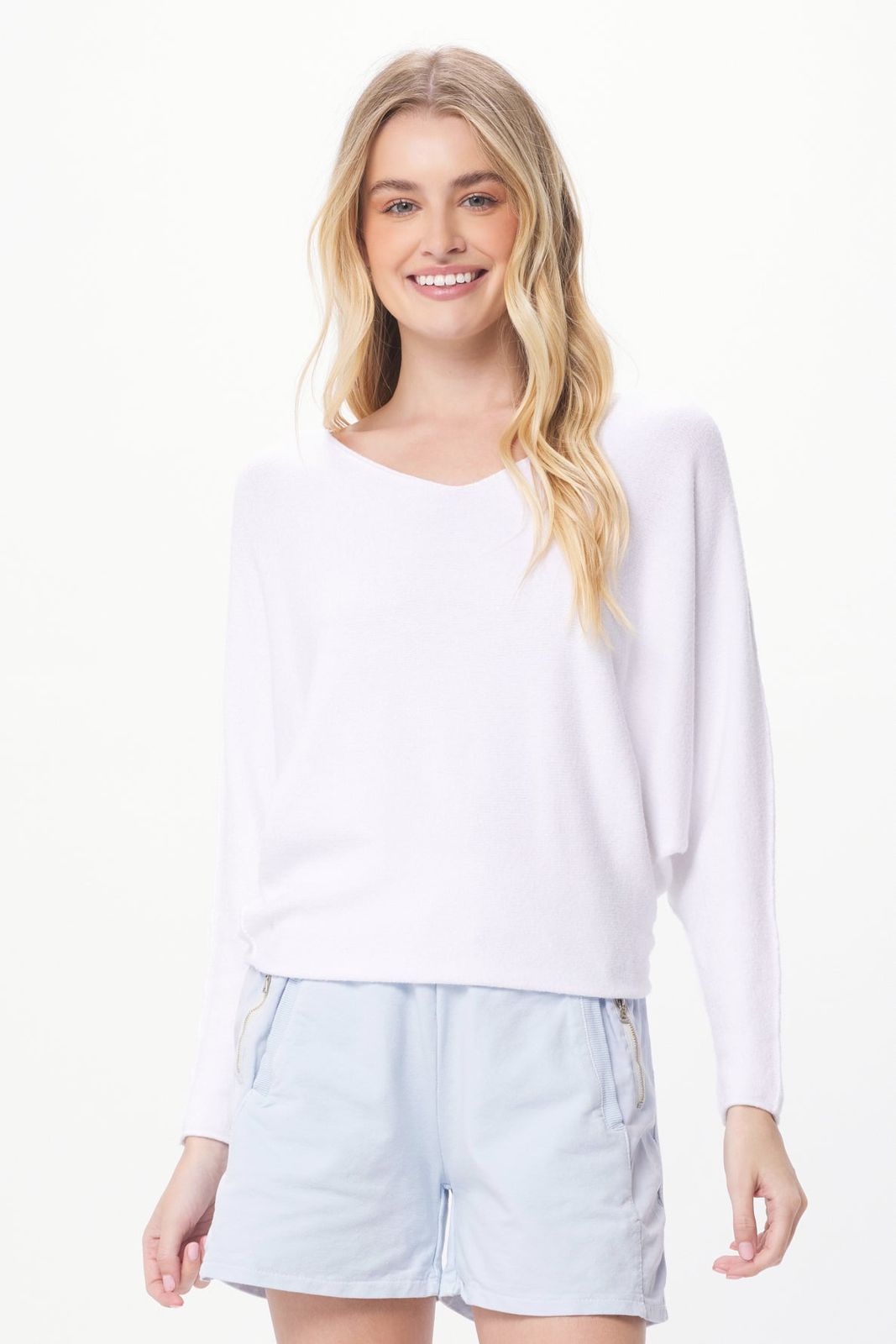 Leena Slash Neck Batwing Soft Knit Sweater