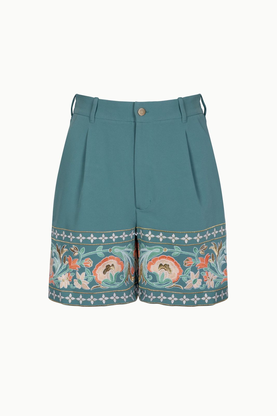 Amara Embroidered Blue Tailored Shorts