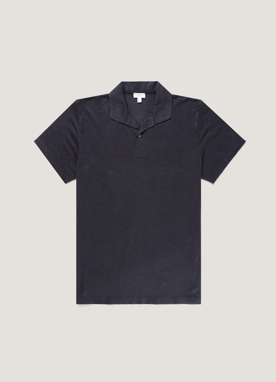Men's Linen Piqué Polo Shirt in Navy