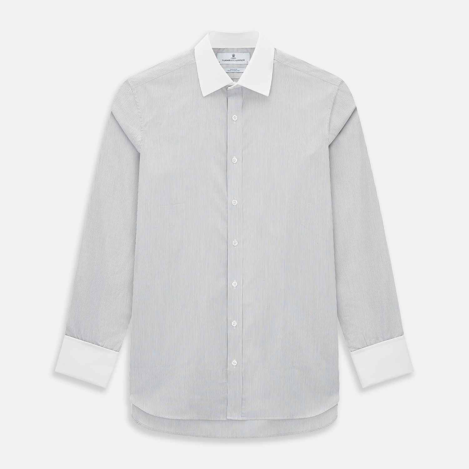 Contrast Striped White on Navy Regular Fit Shirt in Cotton