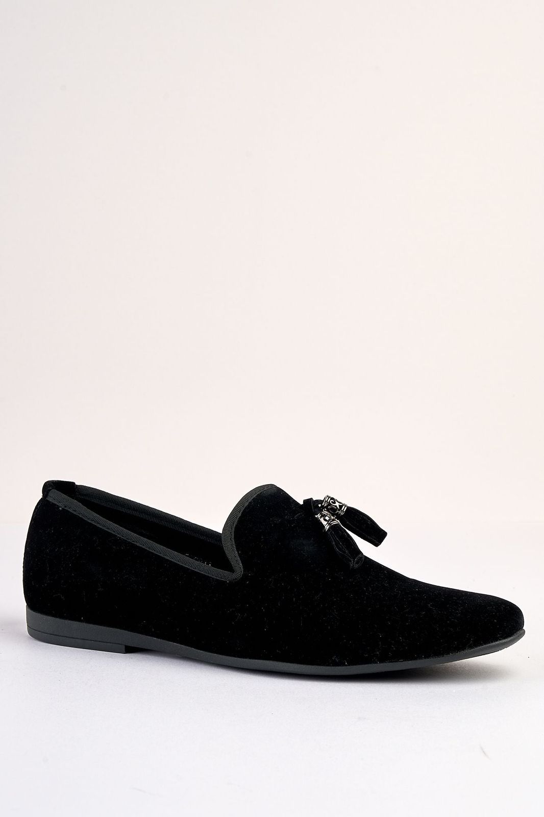 Volterra Velvet Tassel Black Loafer