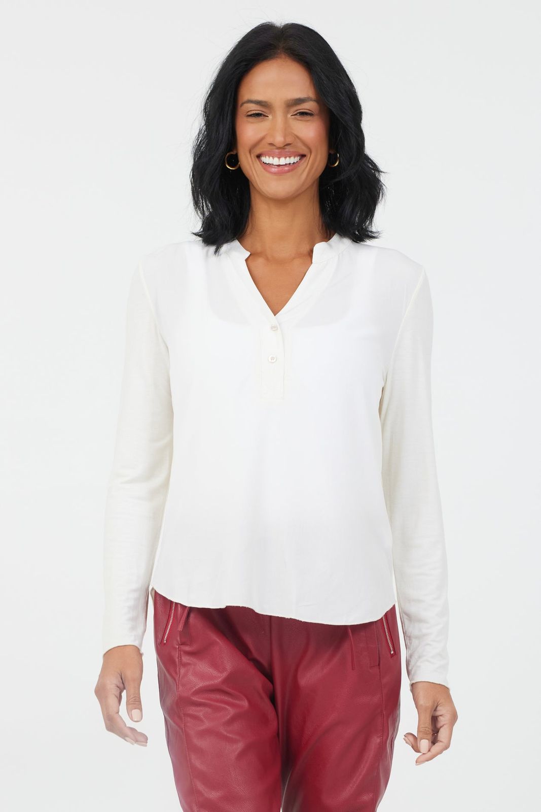 Kelsey 2 Button V Neck Top