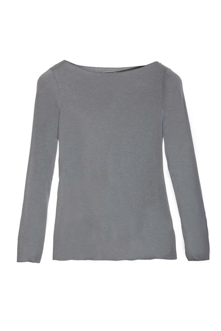 Slash-Neck Base Layer In Grey
