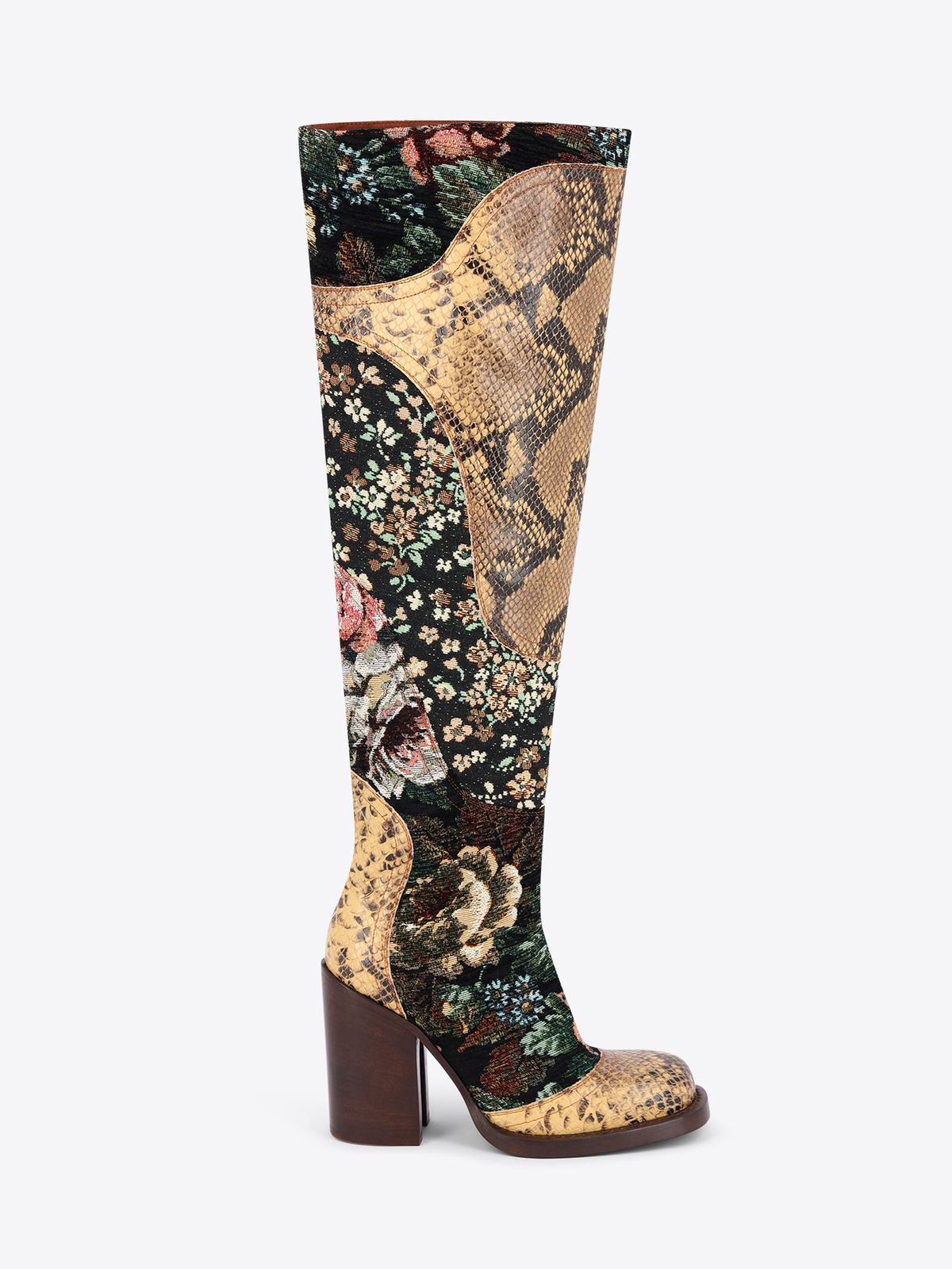 Patchwork leather boots