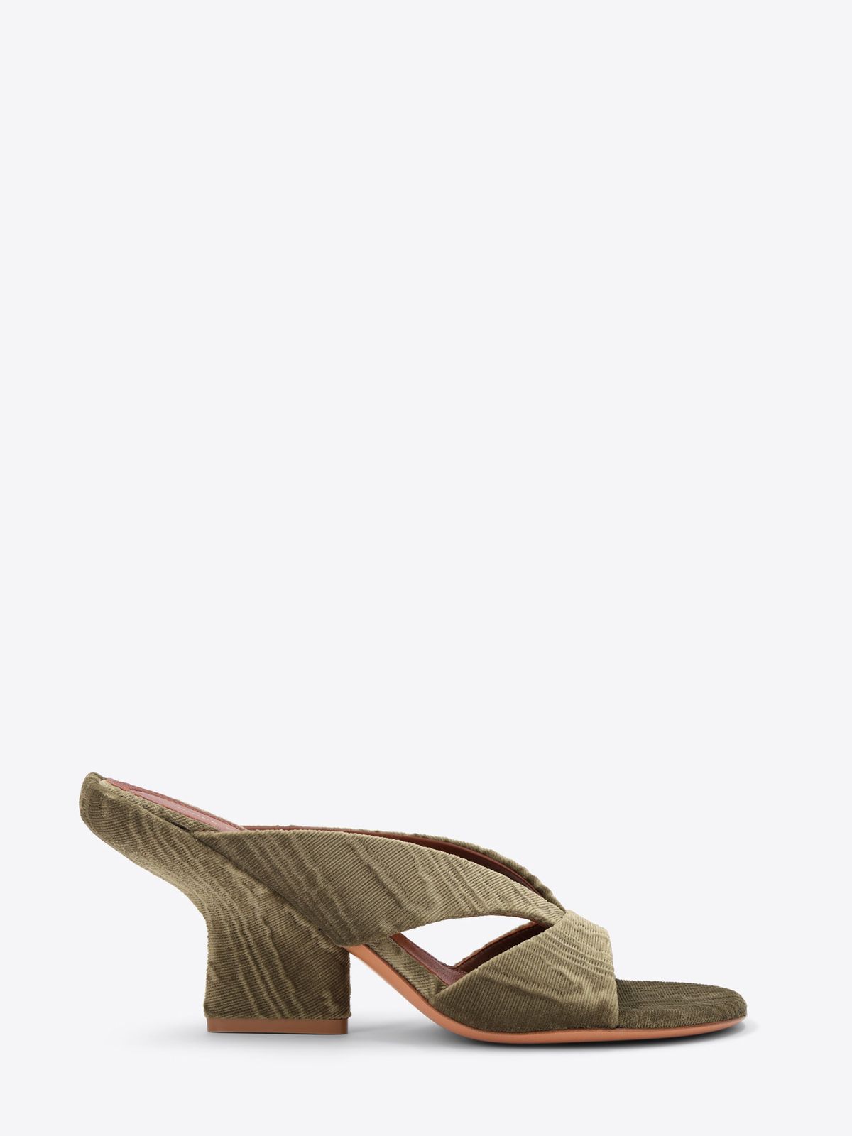 Heeled velvet mules