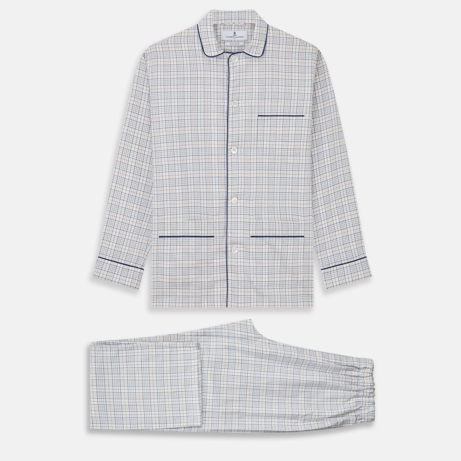 Blue Multi Check Cotton-Cashmere Modern Pyjama Set