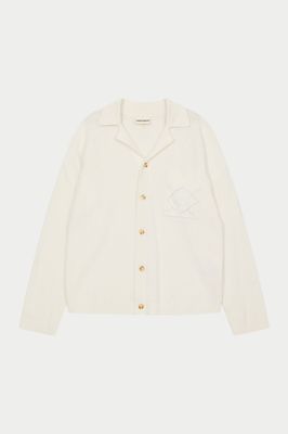 CROCHET KNITTED EMBLEM POCKET SHIRT - OFF WHITE