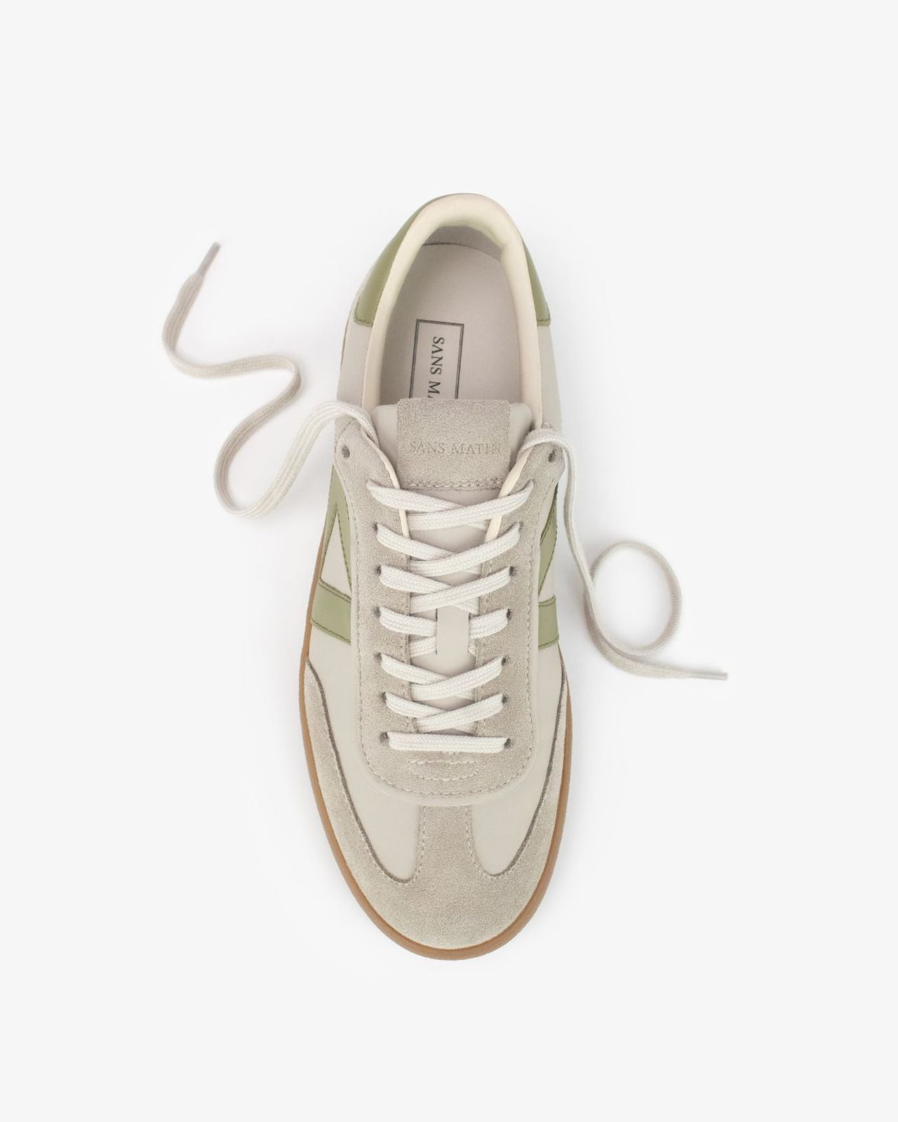 Hera Low Top Trainers - Sand Leather, Suede & Olive Green Leather