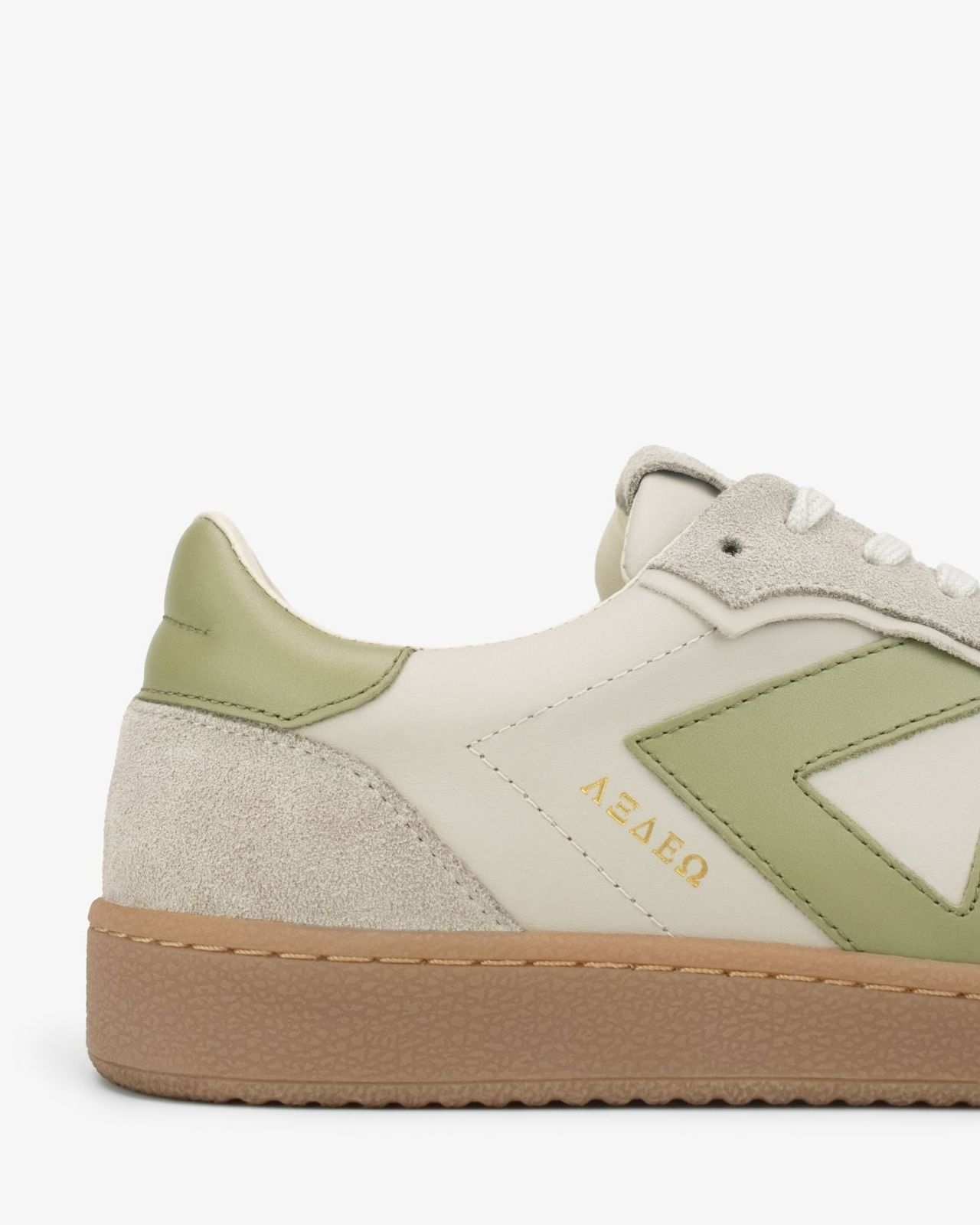 Hera Low Top Trainers - Sand Leather, Suede & Olive Green Leather