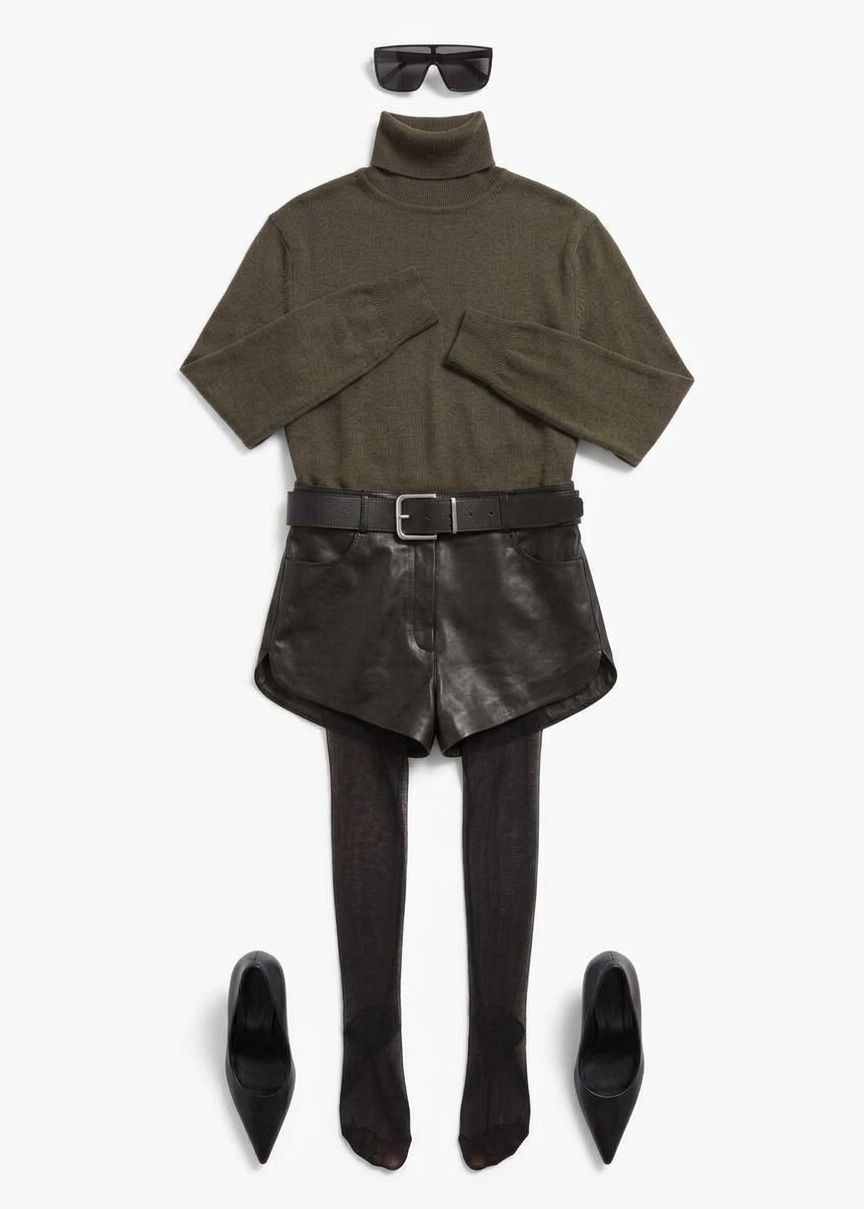 Loen Leather Hot Pants - Black