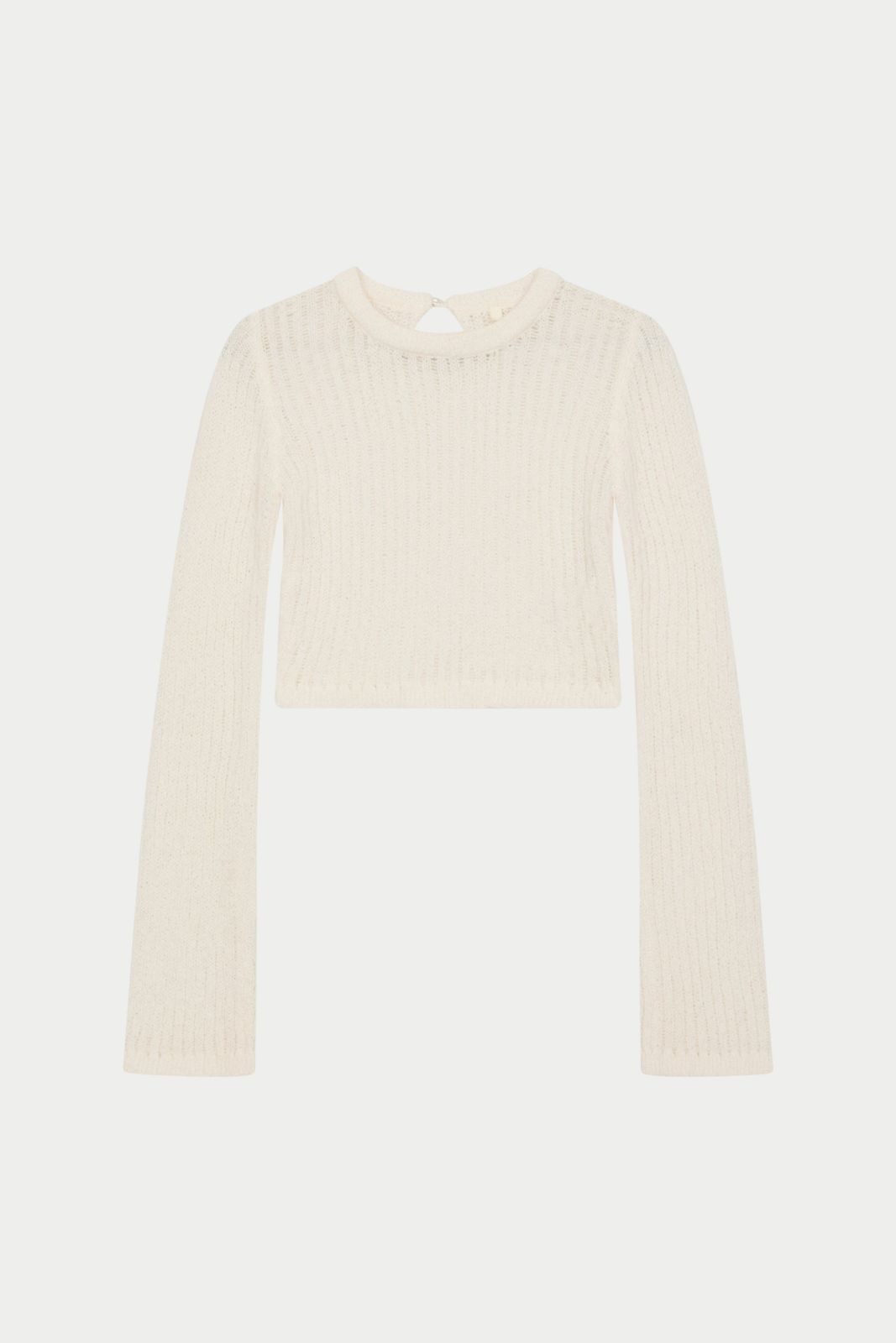 LADDER KNIT LONG SLEEVE TOP - CREAM