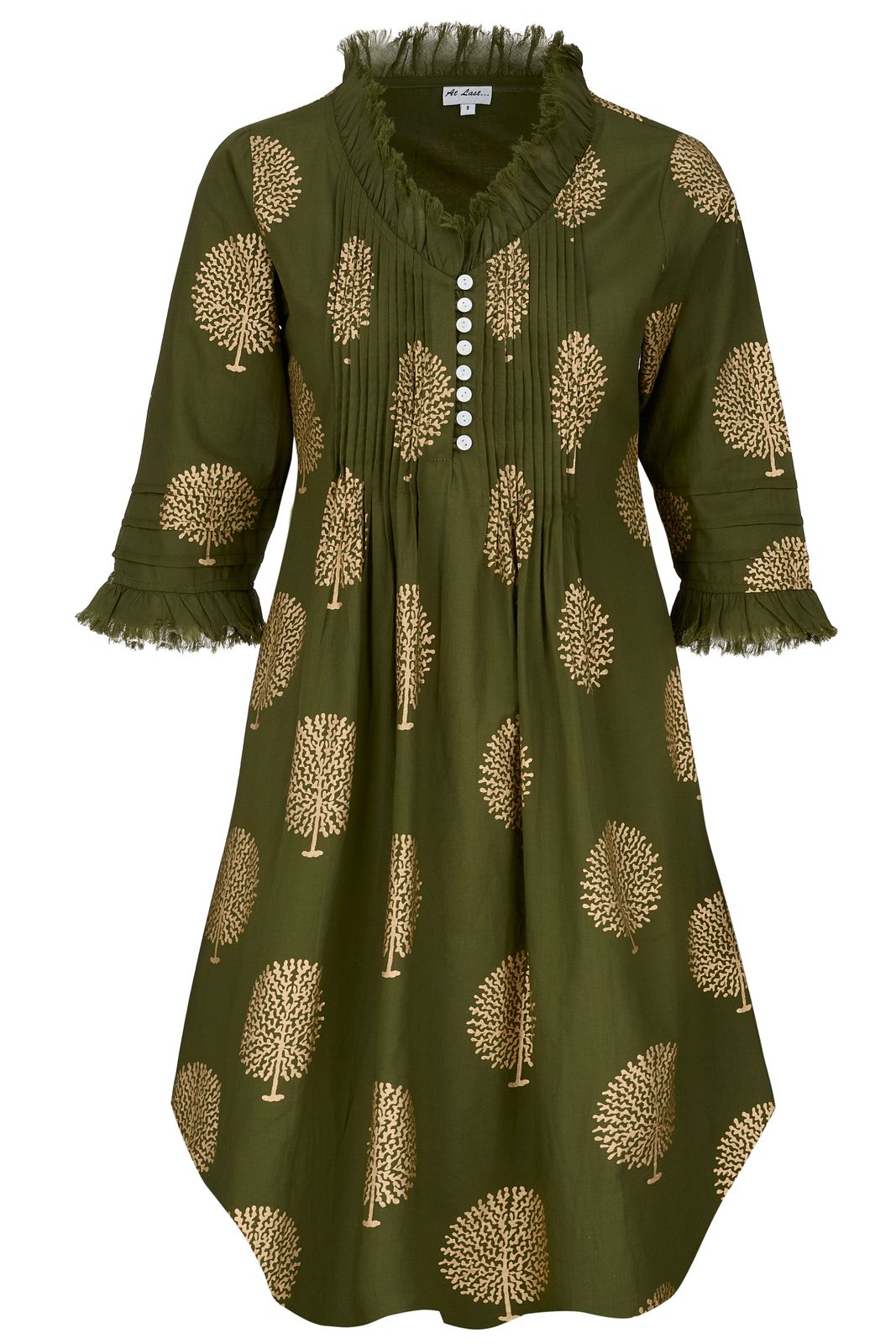 Annabel Cotton Tunic in Olive & Gold