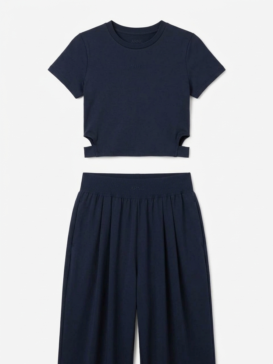 Womens Double Layered T-shirt In Navy