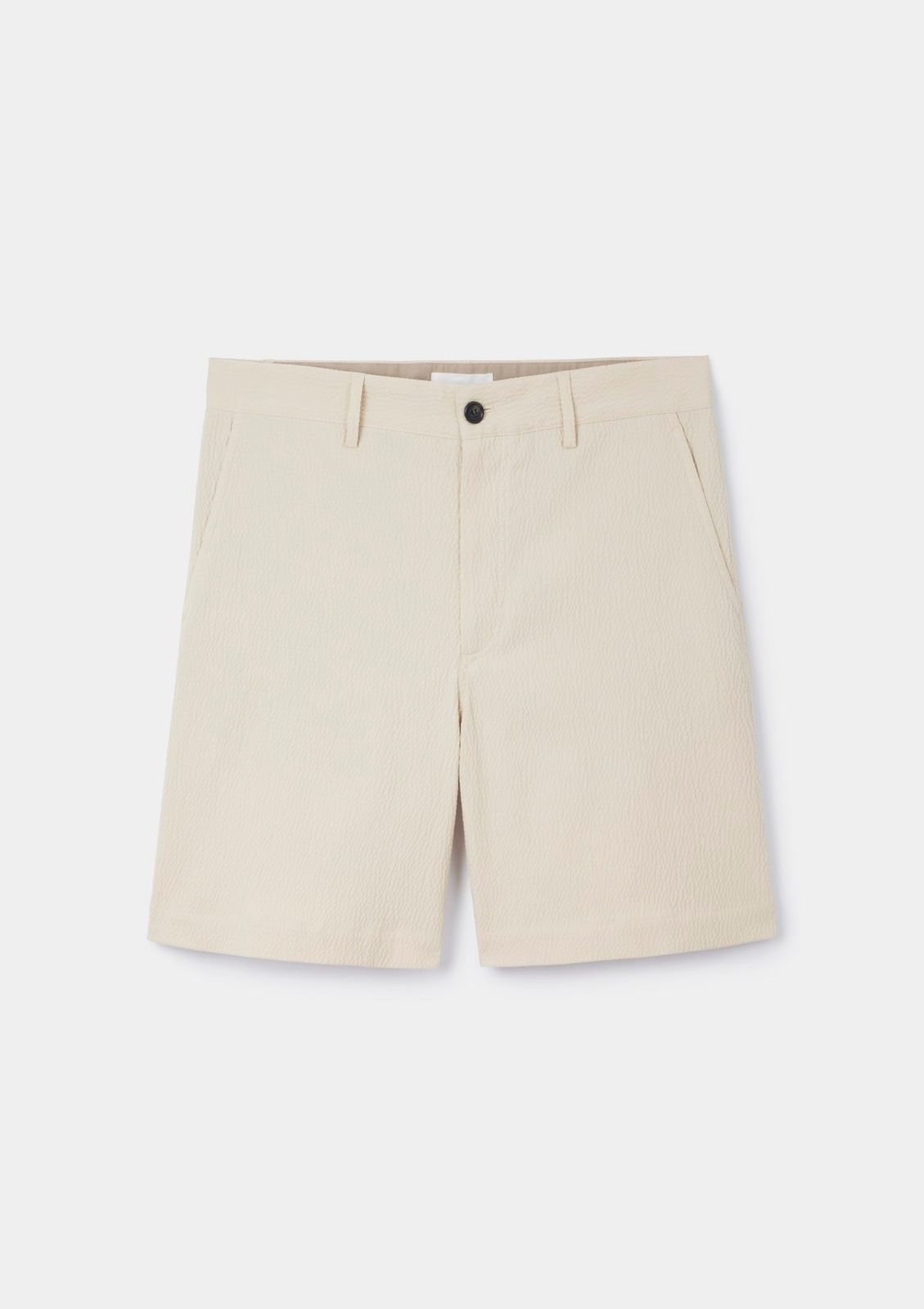 Ecru Seersucker Relaxed Shorts