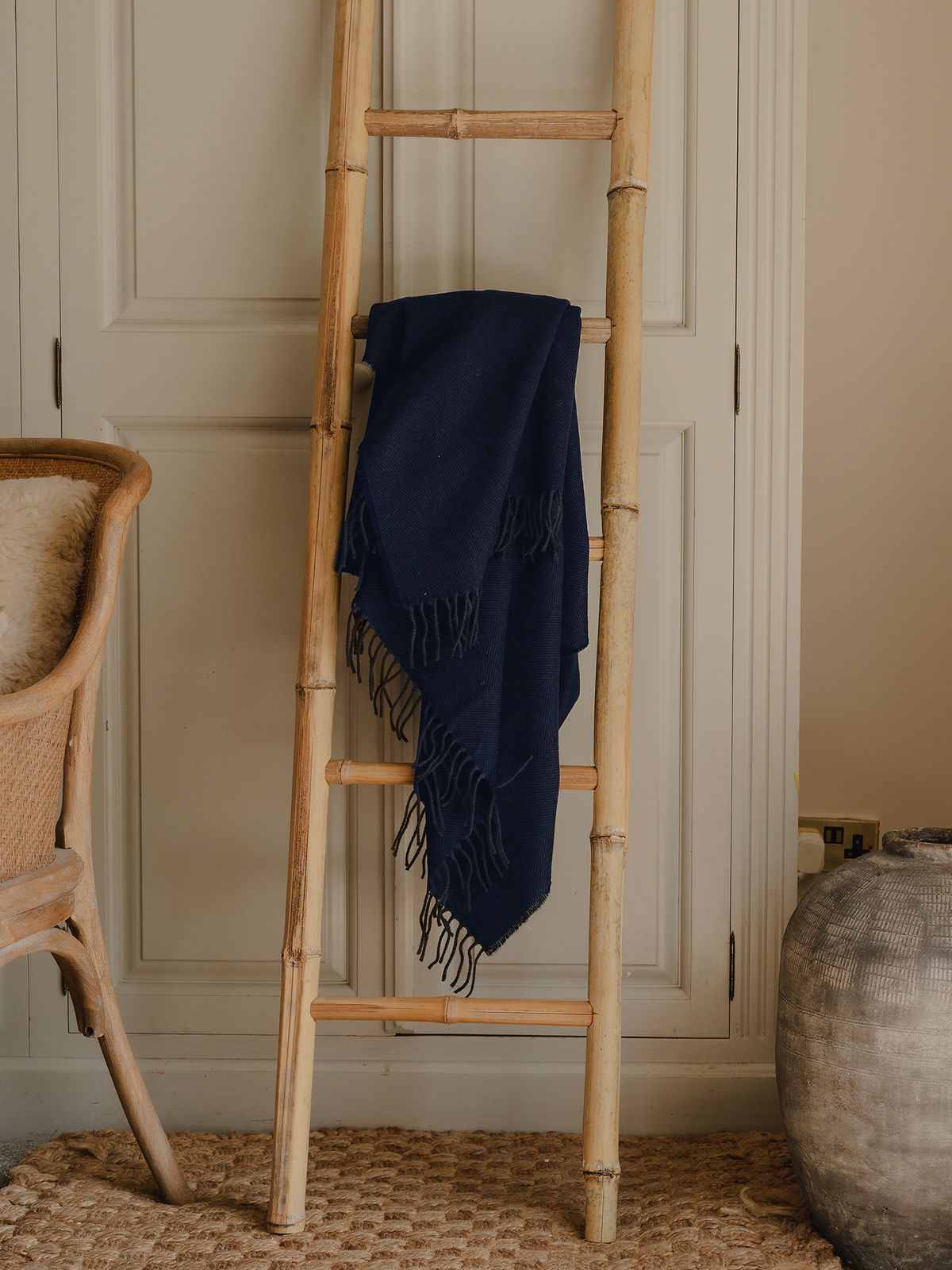 The Kilbarn Lambswool Throw - Slate Navy