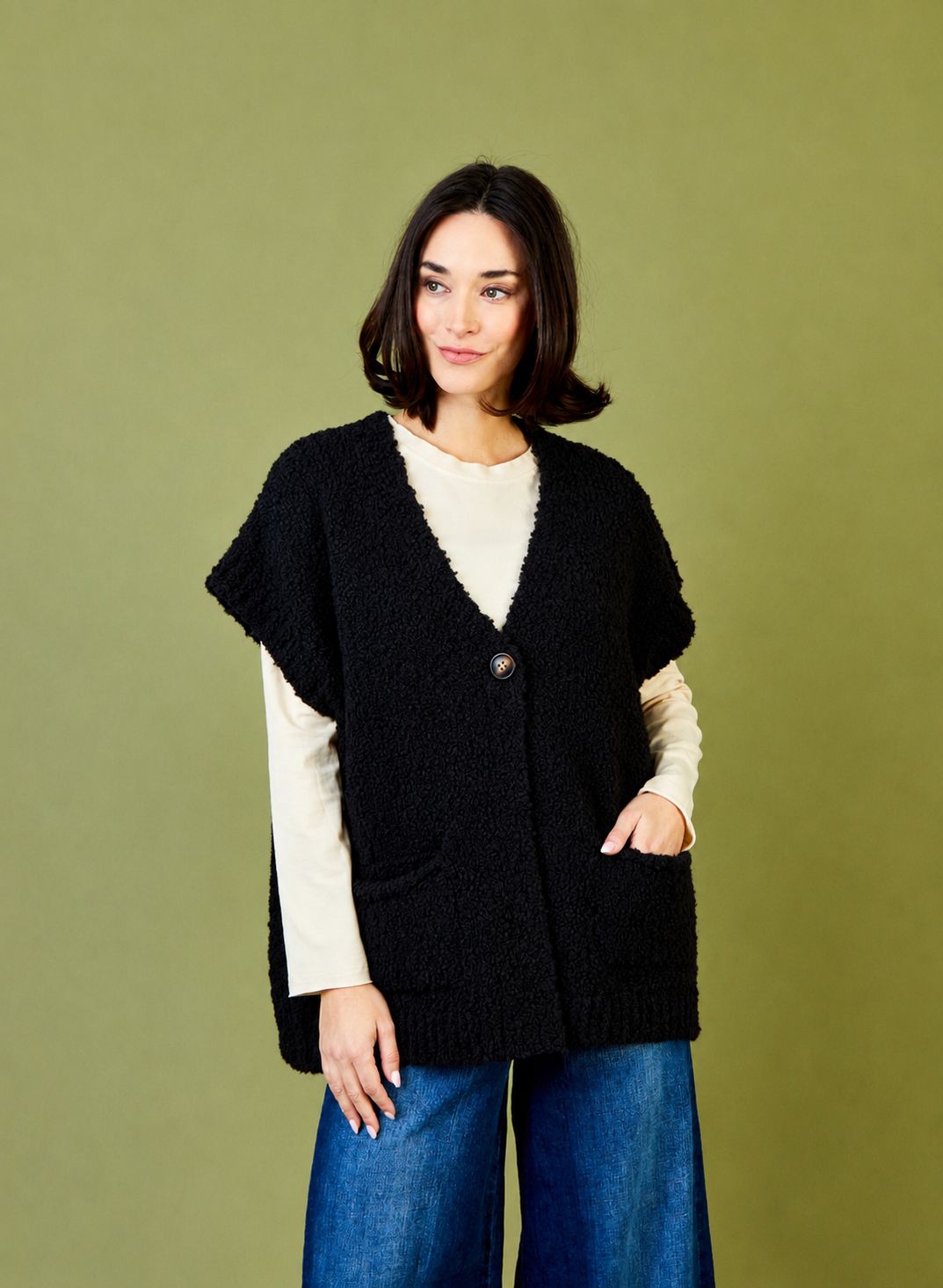 Frances Boucle Gilet With Pockets