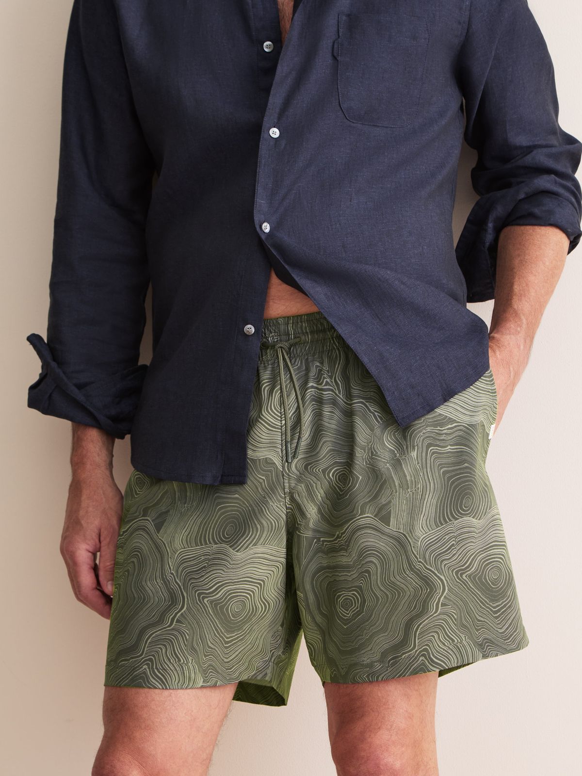 Cabo Swim Shorts Khaki Suminagashi