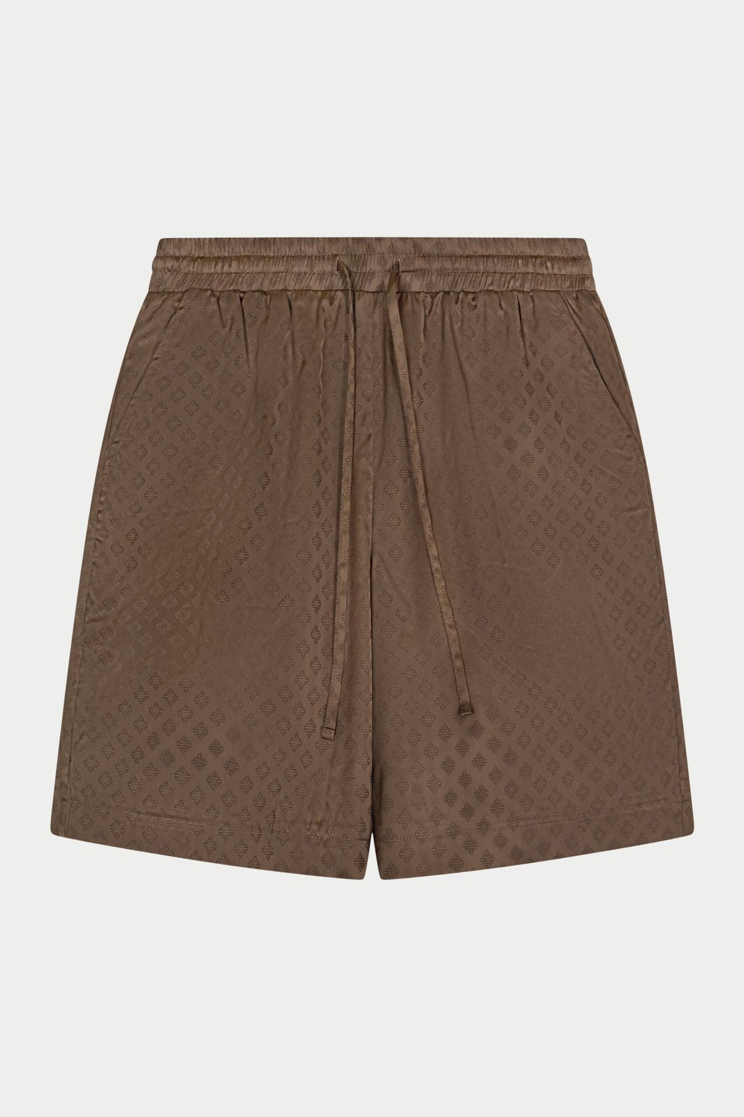 SATIN JACQUARD SHORTS - BROWN