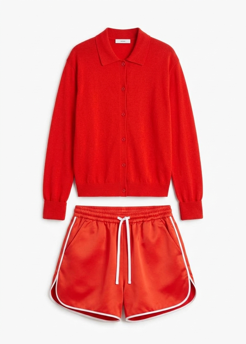 Adia Satin Boxer Shorts - Coral Red