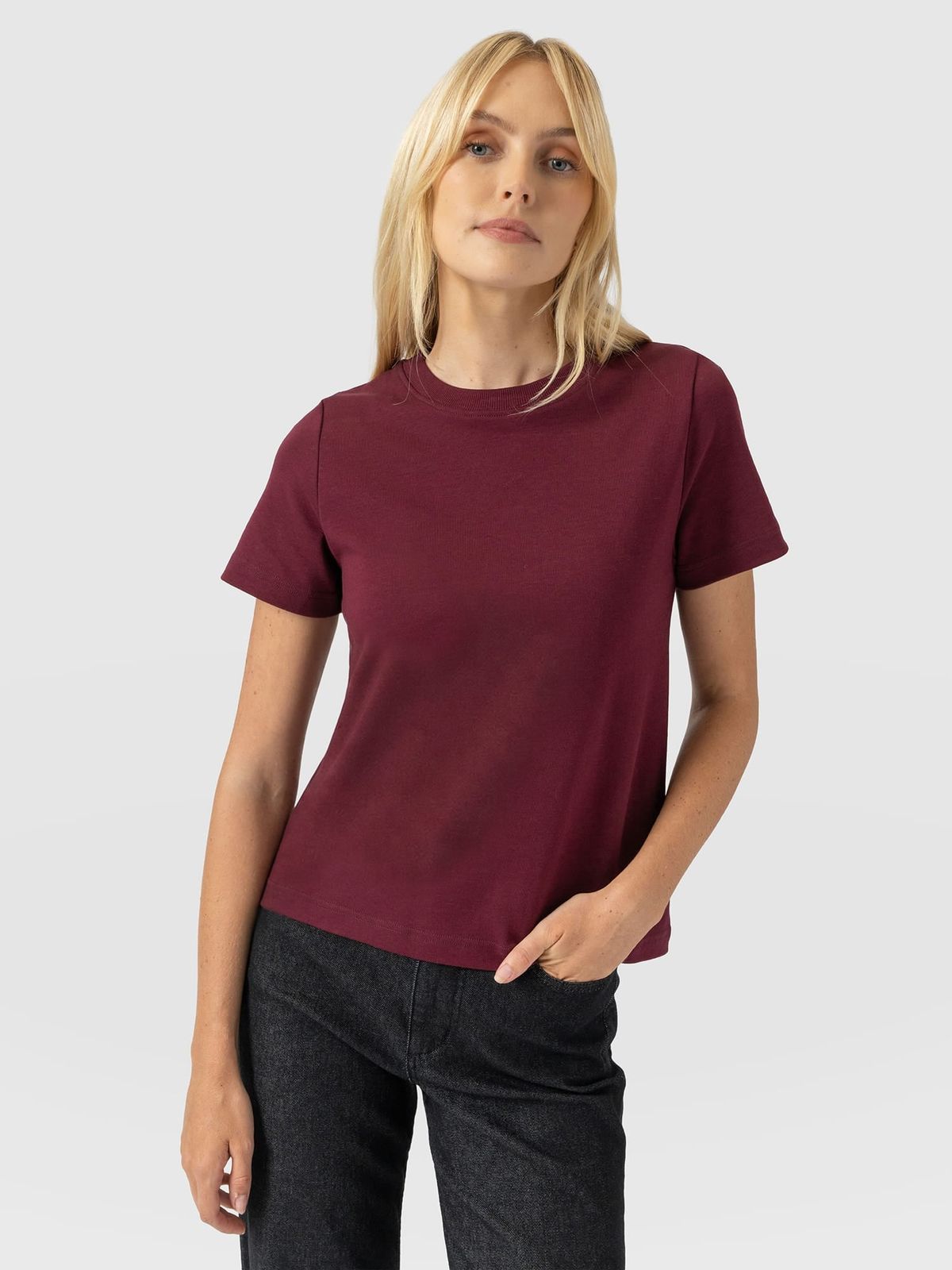 Chelsea Crew Neck Tee - Wine Burgundy