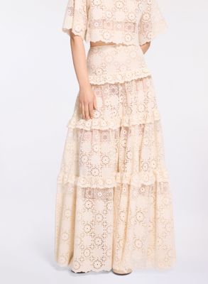 Cotton Embroidered Macramé Skirt