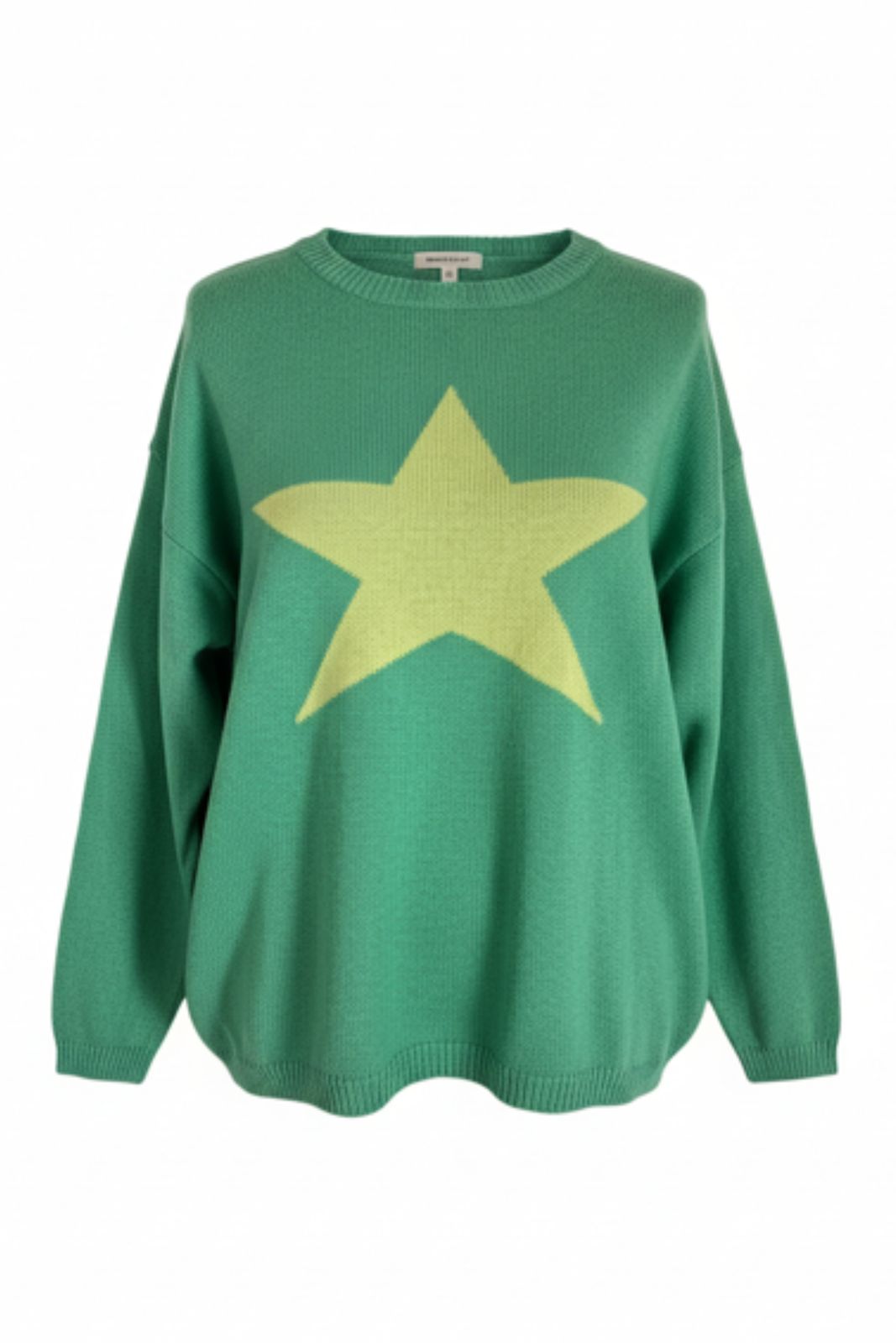 Cashmere Mix Sweater In Grass Green With Lime Star