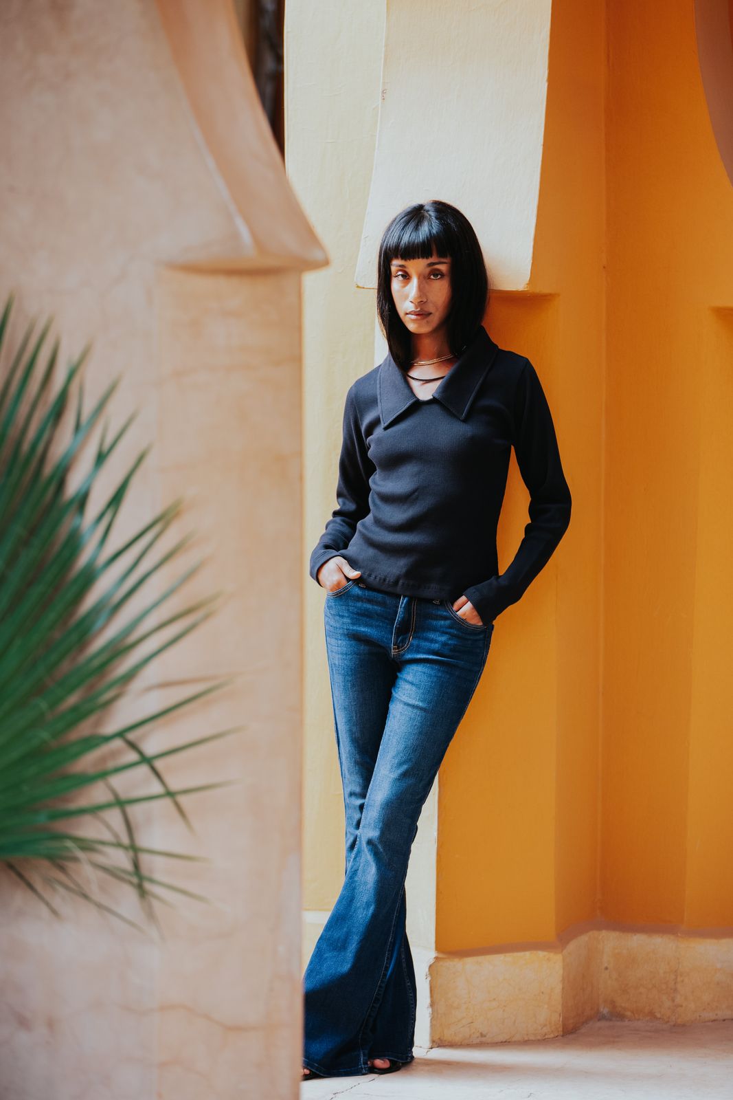 The Kōr Ribbed Knit Organic Cotton Chelsea Top in Black
