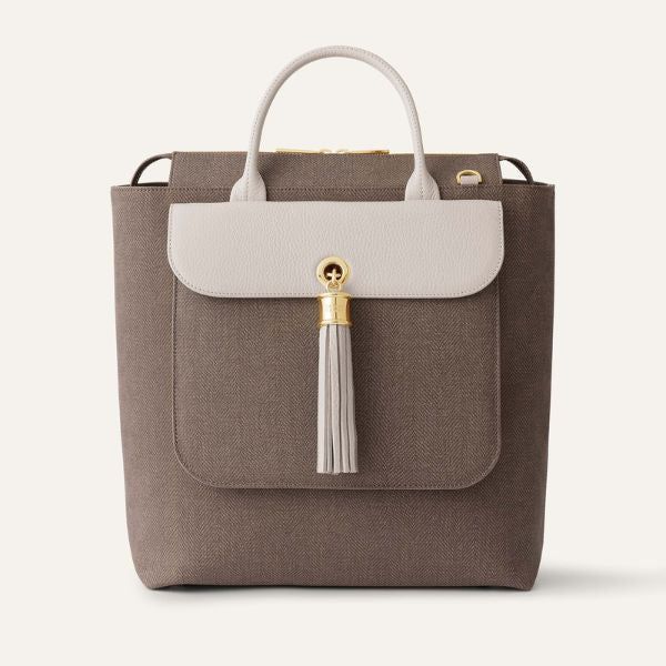 Poppy Backpack - Tweed | Chestnut Porcelain with Gold hardware