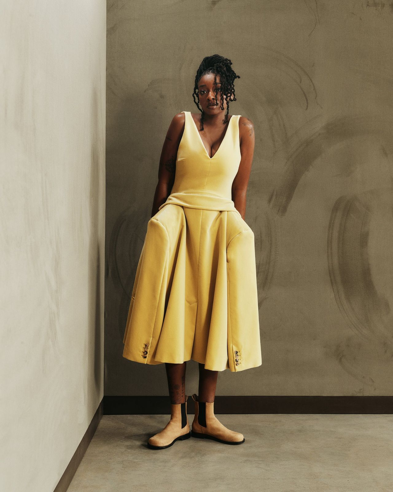 CL_STRUCTURED DRESS - ARTICHOKE_DR0521PG1895