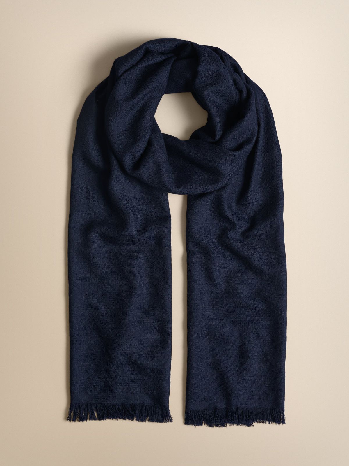 Remy Lightweight Cashmere Scarf Navy Blue Jacquard