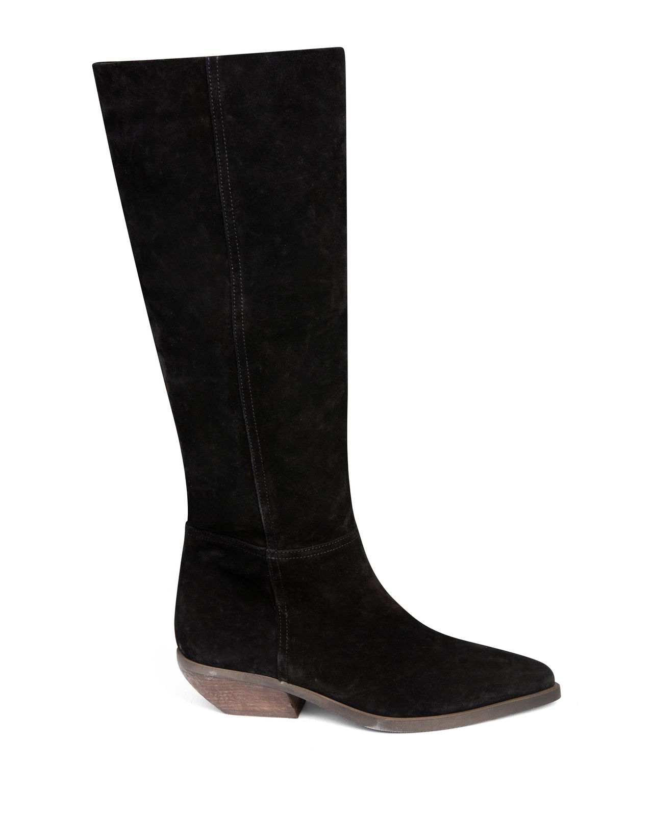 Western Knee High Boot Black Suede E4522