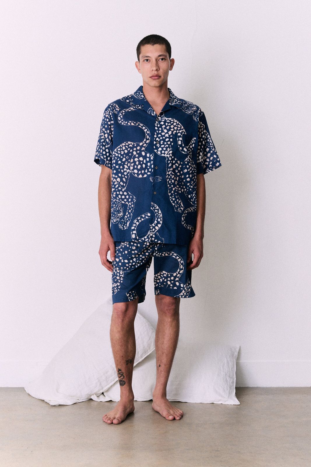 Men’s Cuban Pyjama Set The Jag Print Blue