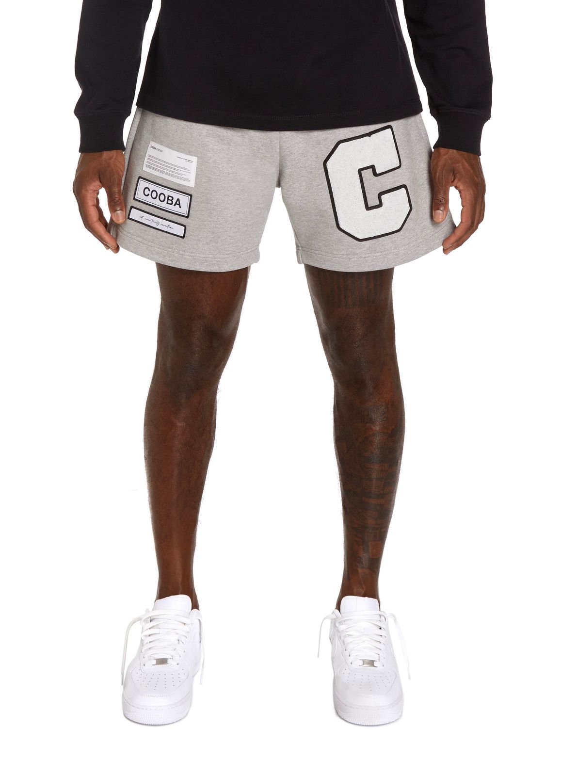 Grey Marl Chenille Patch Shorts
