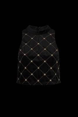 Madeline Embellished Velvet Racer Back Top
