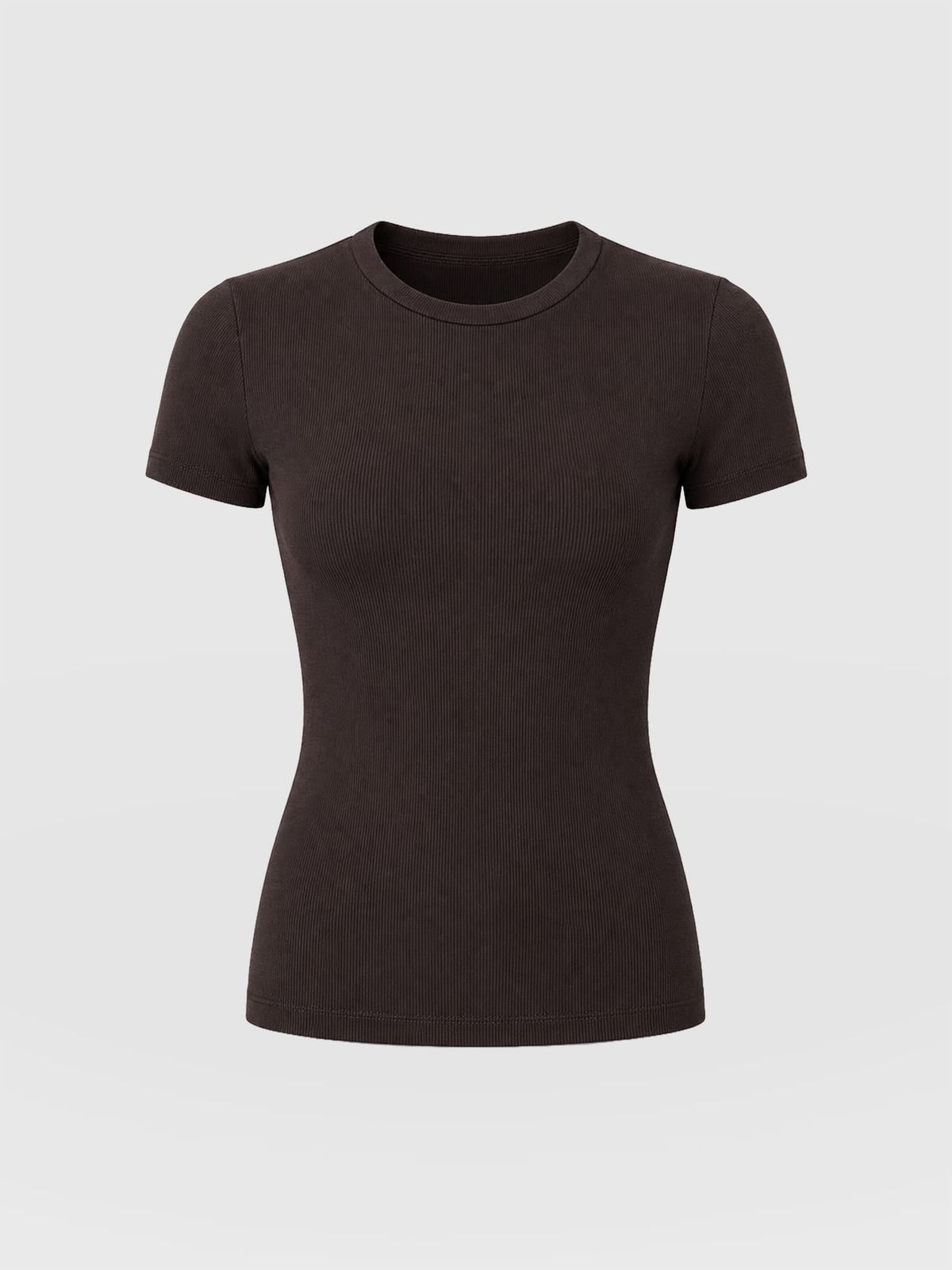 Ribbed Short Sleeve Tee - Chocolate