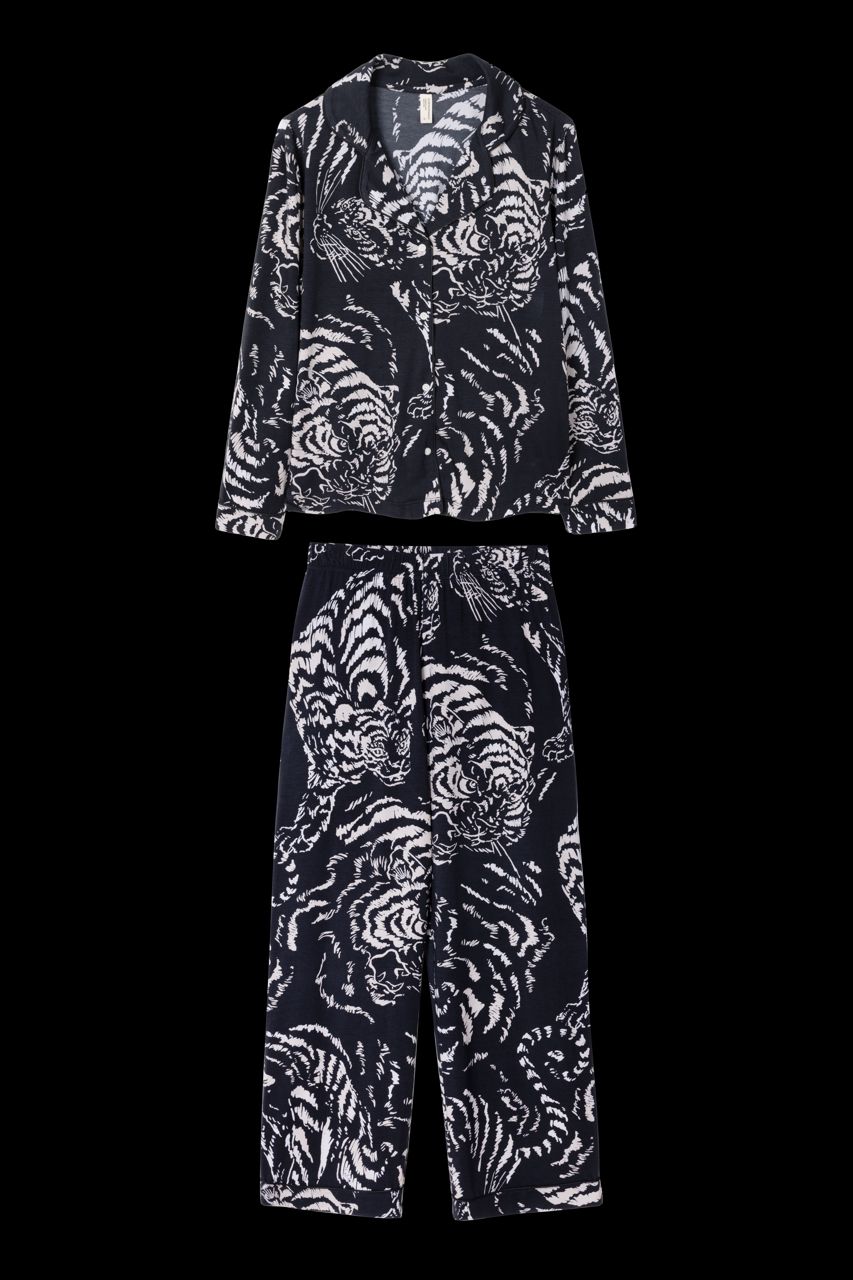 Lyocell Jersey Long Pyjama Set Tigress Graphite