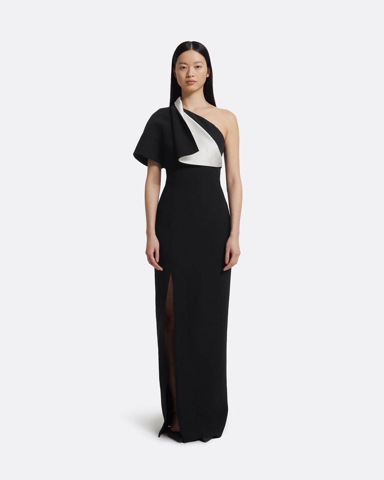 Yume Long Dress in Ivory on Black
